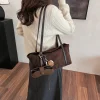 sac à main rétro hobo en daim avec poche intérieure pour femme, sacoche solide pour le travail et le shopping, nouvelle collection