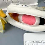 Pochette à crayons d&rsquo;expression drôle de grande capacité, sac à cosmétiques, étui à stylos en peluche de dessin animé, sac de maquillage, sac de rangement de papeterie