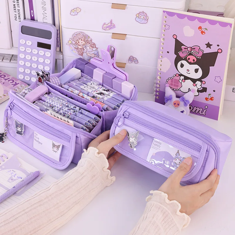 trousse à crayons de grande capacité avec fermeture éclair, sac de papeterie portable pour le rangement des fournitures scolaires et de bureau pour étudiants