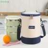♥ ♥ ♥ le sac isolé cylindrique a des bretelles, le sac rond multicouche de boîte à déjeuner, le sac à bento portatif et à bandoulière