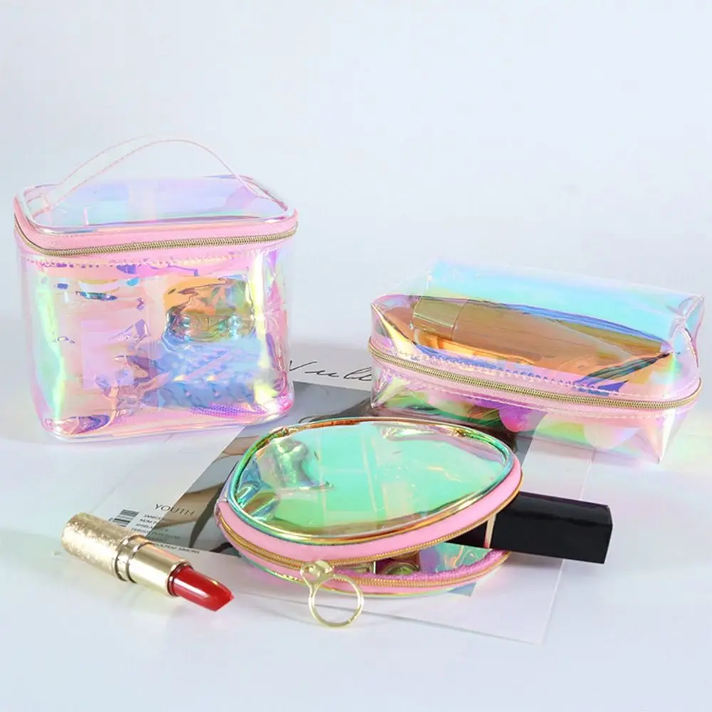 sacs de toilette transparents colorés, sac de rangement polyvalent, seau rond et carré, sac de grande capacité, cube d'emballage de voyage en plein air