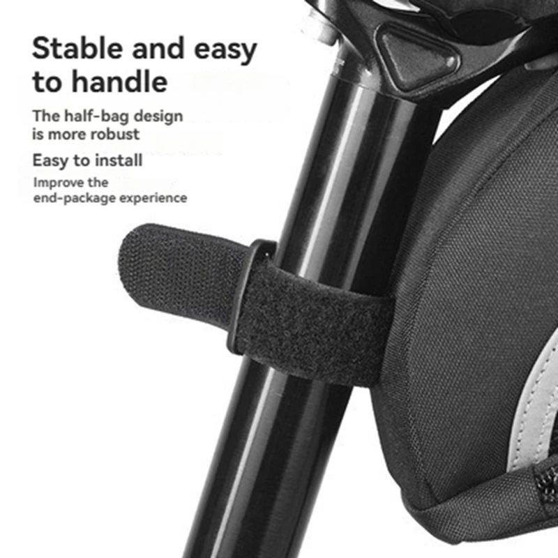 y67a sac de selle de vélo sac de siège à sangle réfléchissant et étanche pour les essentiels du cyclisme, le rangement du siège de vélo