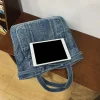 sac à main décontracté en denim de grande capacité, fourre tout à la mode, niveau d'apparence Éwer, sous les bras