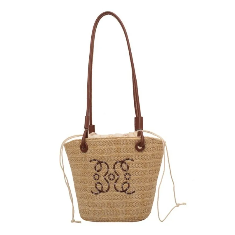 sac à bandoulière rétro pour femmes, sac à main de marque de luxe de styliste, fourre tout en paille, sacoche élégante pour dames, sacs de plage