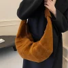 Sacs Hobo en Faux daim de haute qualité pour femmes, grands sacs à bandoulière rétro, sac à bandoulière de styliste, fourre-tout de Style paresseux, hiver 2024