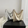 sac à provisions de luxe pour femme, sac à main à poignée supérieure en pu, sac fourre tout en cuir décontracté, haute capacité, argent, or, designer, mode