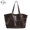 sac fourre tout rétro en cuir pu pour femmes, sac à bandoulière tendance d'hiver y2k, sacs à main de mode, fourre tout de voyage de luxe