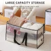 sac de rangement de couette tissé pp, imperméable, pliable, transparent, grande capacité, placard, emballage mobile, organisateur de vêtements à double fermeture éclair