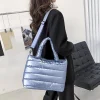 sac fourre tout matelassé de grande capacité pour femme, fermeture éclair lisse, sangles réglables, oreiller paresseux, sac initié, sac à main d'hiver