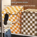 Sac de rangement de couette Portable de grande capacité, 1 pièce, sac de rangement de vêtements à motif d&rsquo;ours mignon à carreaux, sac de rangement parfait pour le déplacement de la maison