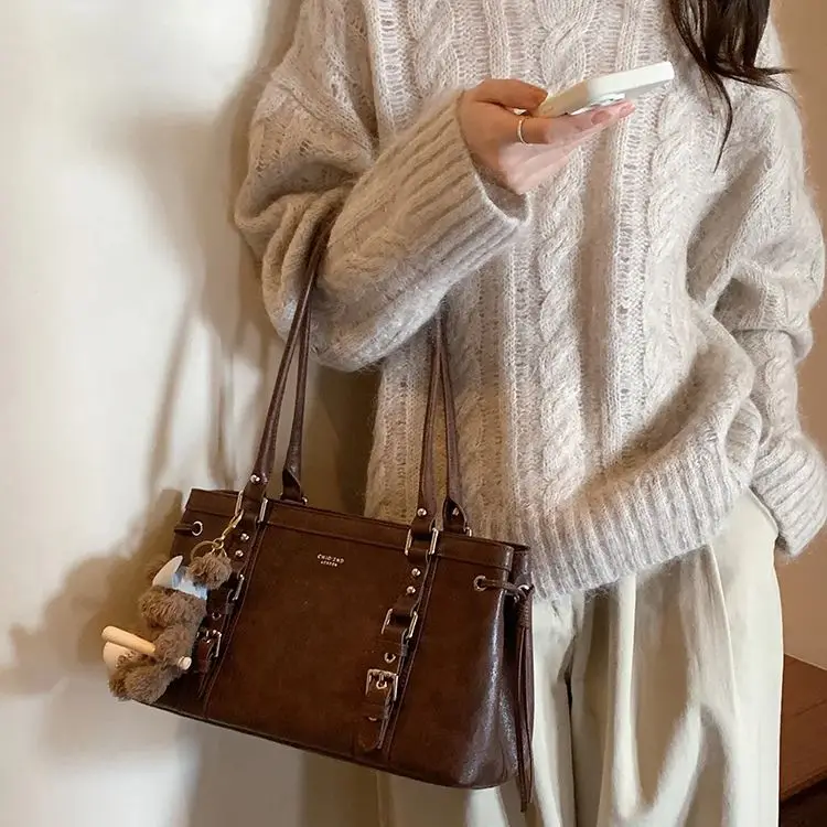 sac fourre tout pour femme; sac à main vintage pour les déplacements d'automne et d'hiver de grande capacité