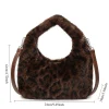 nouveau sac hobo de luxe de créateur femmes mode fausse fourrure imprimé léopard sac à bandoulière mignon en peluche sac à bandoulière décontracté