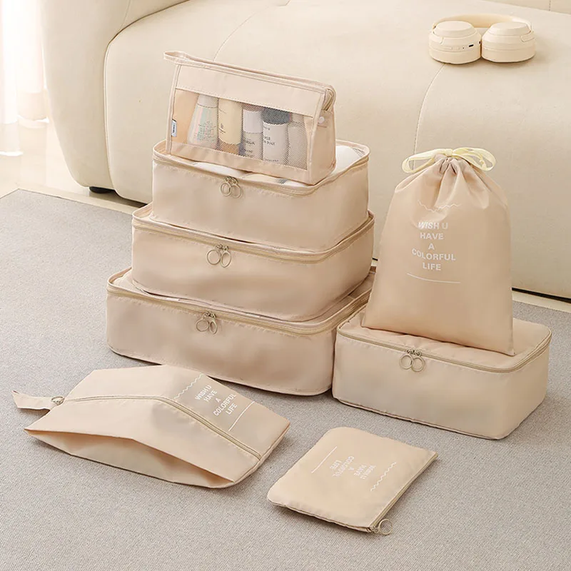 ensemble de 8 pièces sac de voyage organisateur vêtements bagages organisateur de voyage couverture chaussures organisateurs sac valise pochette emballage cubes
