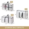 sac de rangement de couette tissé pp, imperméable, pliable, transparent, grande capacité, placard, emballage mobile, organisateur de vêtements à double fermeture éclair