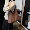 sac à bandoulière en daim pour femmes, rétro, simple, grande capacité, tendance, travail hobo, couleur unie, vintage, sac à poignée supérieure