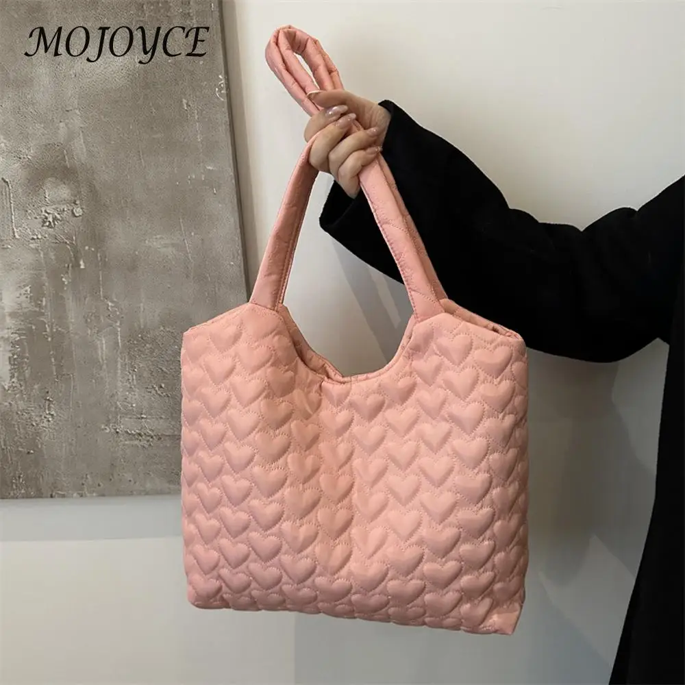 sac fourre tout à motif cœur pour femme, sac sous les bras, sac cartable solide, grande capacité, travail, voyage