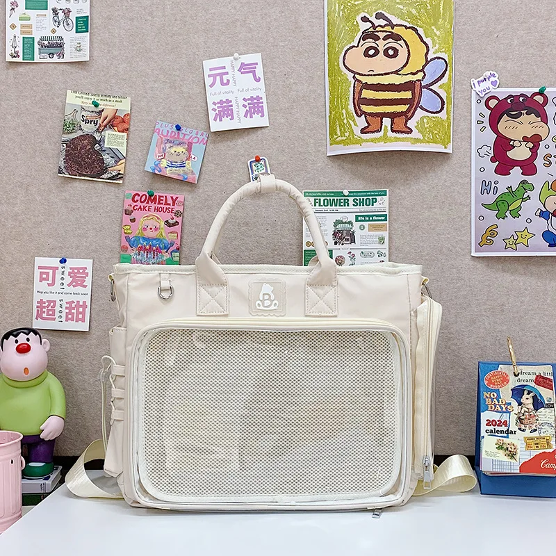 sac à dos carré à la mode pour femmes, sac à bandoulière transparent multifonctionnel, grande capacité, fourre tout pour sortie quotidienne