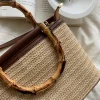 sacs à main de voyage en paille pour femmes, sacs à bandoulière simples, poignée en bois à la mode, été initié, e27