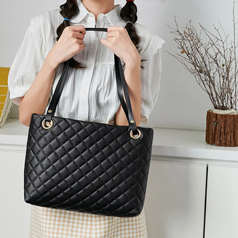 sac fourre-tout matelassé brodé, ensemble en cuir pu 2 pièces, minimaliste de grande capacité, ensemble de sac