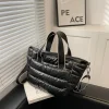 sac à main matelassé en nylon et coton rembourré pour femme, sacoche décontractée de grande capacité, fourre tout d'automne et d'hiver