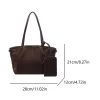 sac fourre tout en daim pour femmes avec poche intérieure, sac sous les bras vintage de grande capacité, sac à bandoulière de couleur unie pour le travail et les voyages