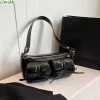 Sac à bandoulière rétro en cuir PU pour femme, double poches, sacs initiés Y2K, sac à main fourre-tout solide, grande capacité, nœud doux