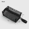 sac de rangement en maille carrée portable, sac à cosmétiques en maille à fermeture éclair, petit porte monnaie en maille carrée, rangement de voyage, poudres de transport