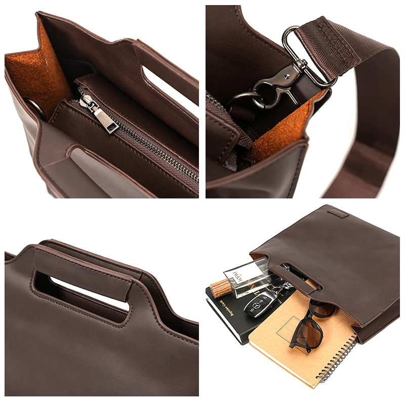sac à main en cuir célèbre pour hommes, sac à bandoulière pour jeunes, étui à bombes d'affaires, sac à fichiers, grande capacité, nouveau, 2025