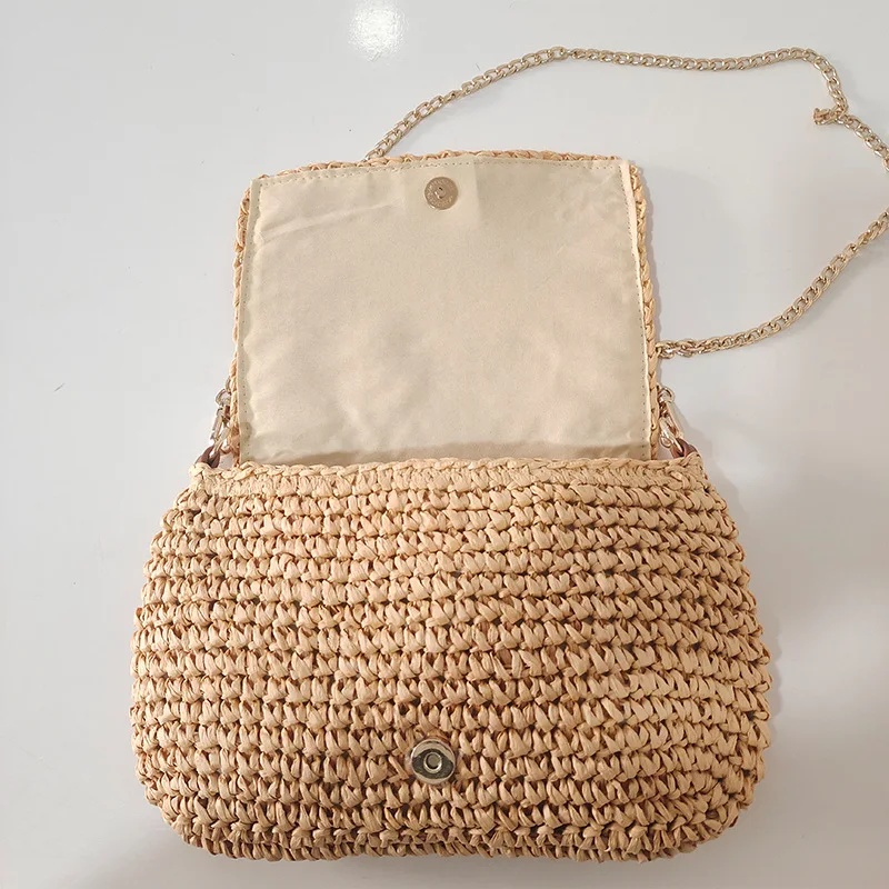 sac en paille tissé pour femmes, sac messager, facile à porter, portable, petit, carré, nouvelle mode, 2022