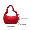 sac cartable froncé pour femmes, sac à bandoulière plissé de couleur unie, sangle réglable, sac à bandoulière simple, sac de rencontre pour filles