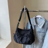sacs hobo en tissu froncé, sac à bandoulière léger en nylon, élégant et réglable, parfait pour les tenues décontractées, errand quotidien