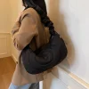 sac cartable froncé pour femmes, sac à bandoulière plissé de couleur unie, sangle réglable, sac à bandoulière simple, sac de rencontre pour filles