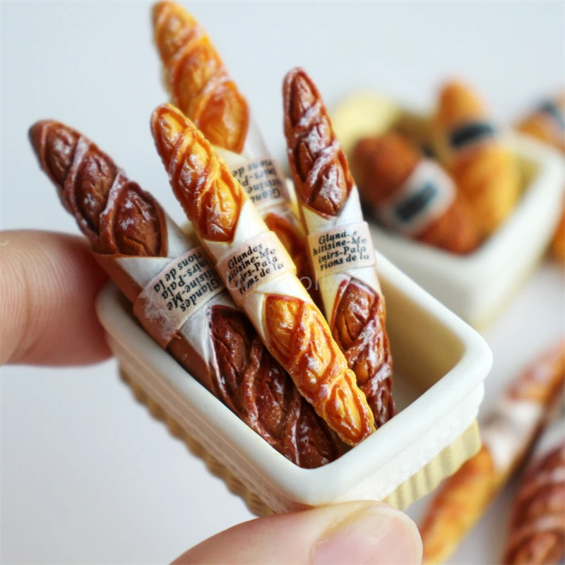 mini jeu de nourriture miniature en résine, mignon, maison de poupée, sac à pain baguette pour accessoires de poupée, cadeau de noël pour fille, 1/6