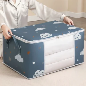 Sac de rangement de couette avec poignée, sac de couette en coton, sac multifonctionnel anti-poussière, sac d’emballage mobile domestique, sac de rangement, 1 pièce