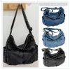 Sac messager vintage en denim de grande capacité pour femme, sacoche décontractée, sangle réglable, fourre-tout multifonction, sac Hobo chic, 03