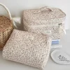 pochette à cosmétiques imprimée florale pour femmes, sac à main de voyage, sac de rangement de maquillage, sac matelassé de grande capacité pour cadeau