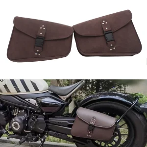 Sac de selle en cuir marron pour moto, sac à outils latéral pour bagages, Universak adapté pour Honda Yamaha Suzuki Harley Sportster XL 883 XL1200 Sac de selle en cuir marron pour moto, sac à outils latéral pour bagages, Universak adapté pour Honda Yamaha Suzuki Harley Sportster XL 883 XL1200