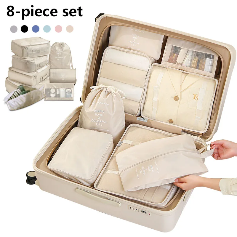 Ensemble de 8 pièces sac de voyage organisateur vêtements bagages organisateur de voyage couverture chaussures organisateurs sac valise pochette emballage Cubes Ensemble de 8 pièces sac de voyage organisateur vêtements bagages organisateur de voyage couverture chaussures organisateurs sac valise pochette emballage Cubes
