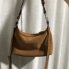 sac hobo en daim véritable pour fille, sac à main rose de luxe d'hiver 2021, sac à main de déclaration populaire, logo personnalisable/fourre tout à bandoulière avec initiale