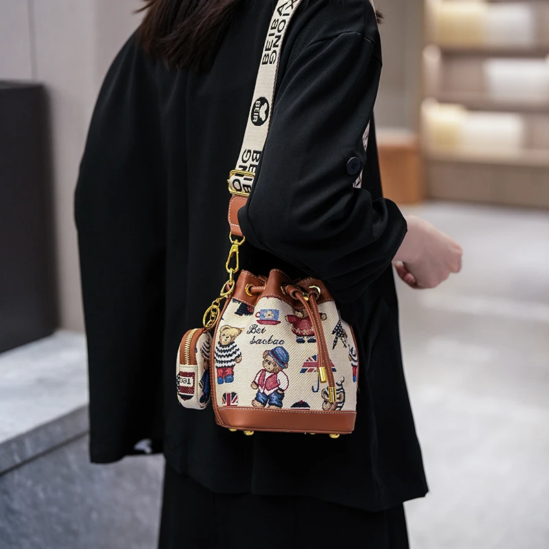 mode femmes sac à bandoulière sac seau pour femmes 2025 femmes dessin animé ours léger luxe polyvalent bandoulière femmes sac à main