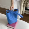 sacs seau en daim pour femmes, sac à bandoulière en faux daim de grande capacité, sacs de transport de couleur unie, fourre tout rétro tendance