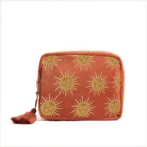 Trousse de maquillage imprimée Square Sun God, trousse à main pour articles de toilette quotidiens.