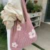 sac fourre tout en crochet pour femme, sac hobo nickel é, sac à main esthétique y2k, sac de plage en maille pour filles