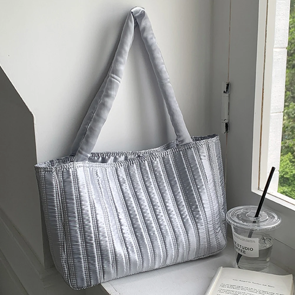 sac à bandoulière rayé pour femmes, polyvalent, élégant, simple avec poignées de rembourrage, sacs de voyage de grande capacité