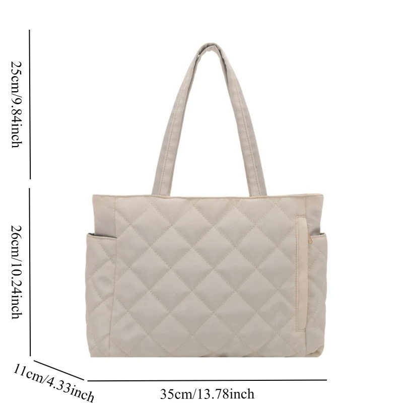 sac à bandoulière carré en nylon pour femmes, fourre tout matelassé, léger et décontracté, à la mode, en treillis de diamant, nouvelle collection automne hiver