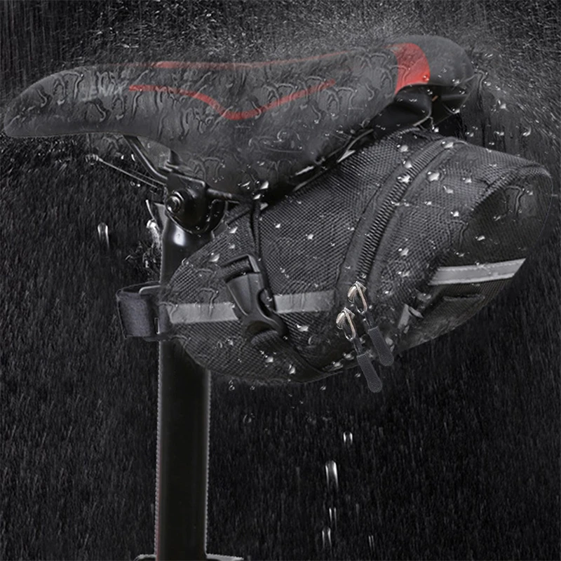 sac de selle de vélo étanche, rangement noir, sac arrière de vélo de route, outils de fixation de cyclisme, sac arrière de montagne à dégagement rapide