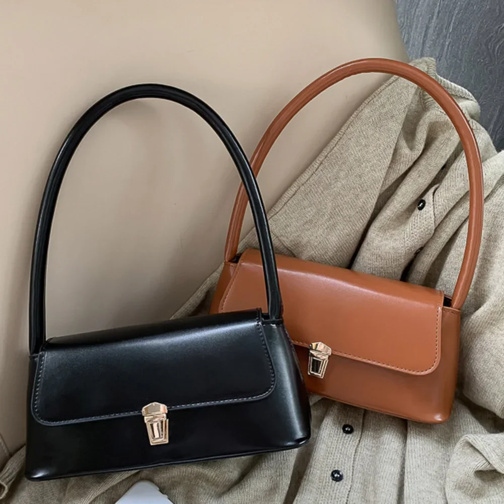 sac fourre tout rétro en cuir pu pour femme, sac sous les bras chimvintage, portable, décontracté, solide, document, poignée simple, sacs à main de créateur