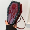 sac à main gothique en forme de cercueil de grande capacité, sangle réglable, toile d'araignée, sac hobo en cuir pu, halloween
