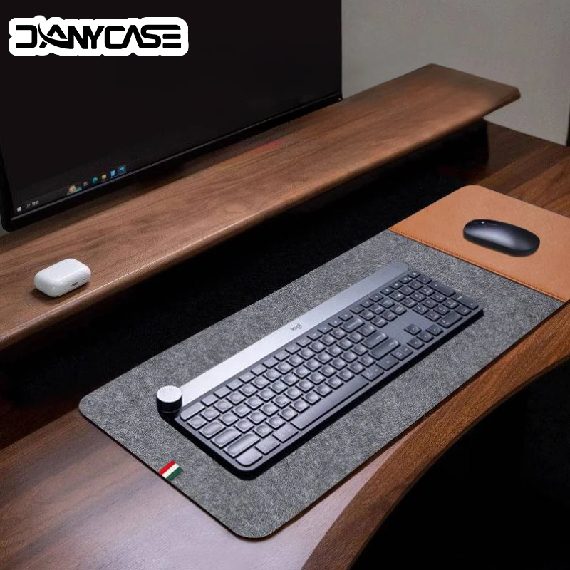 Tapis de protection de bureau de grande taille 80×40, feutre de laine et cuir, tapis de souris 2 en 1, coussin pour ordinateur portable, tapis de clavier antidérapant, accessoires Tapis de protection de bureau de grande taille 80×40, feutre de laine et cuir, tapis de souris 2 en 1, coussin pour ordinateur portable, tapis de clavier antidérapant, accessoires