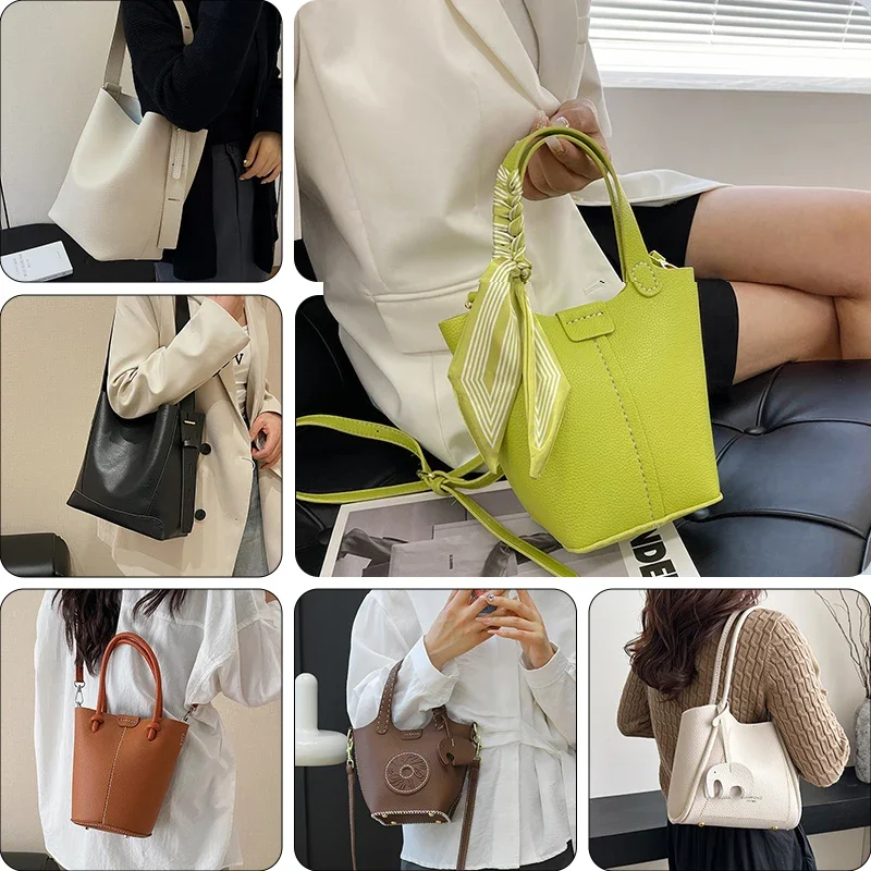 sac seau en pu avec bandoulière, kit de sac fait à la main, matériel de fond, cadeau de couture fait maison, nouvel arrivage